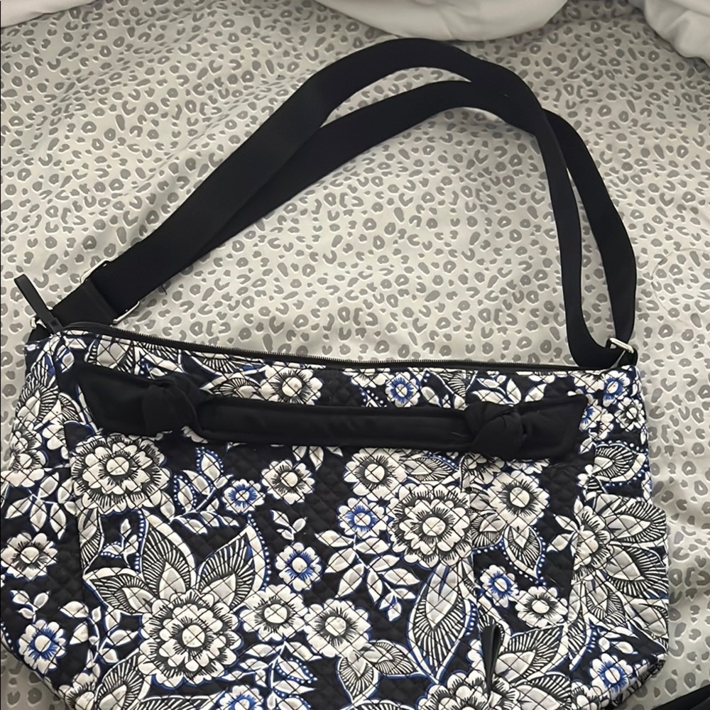 Vera Bradley Black and White Floral Shoulder Bag